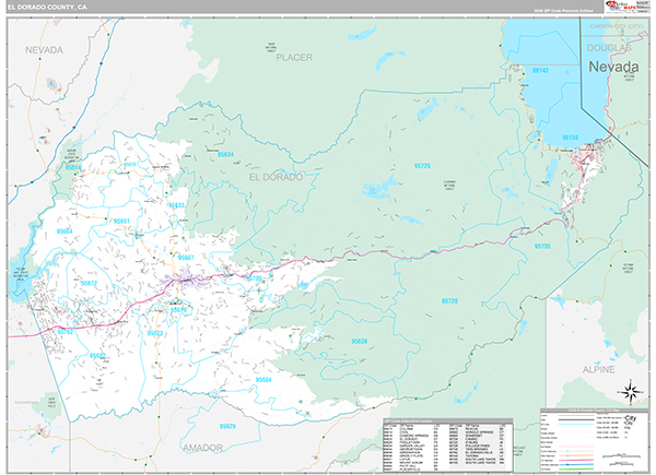 El Dorado County, CA Map Premium Style